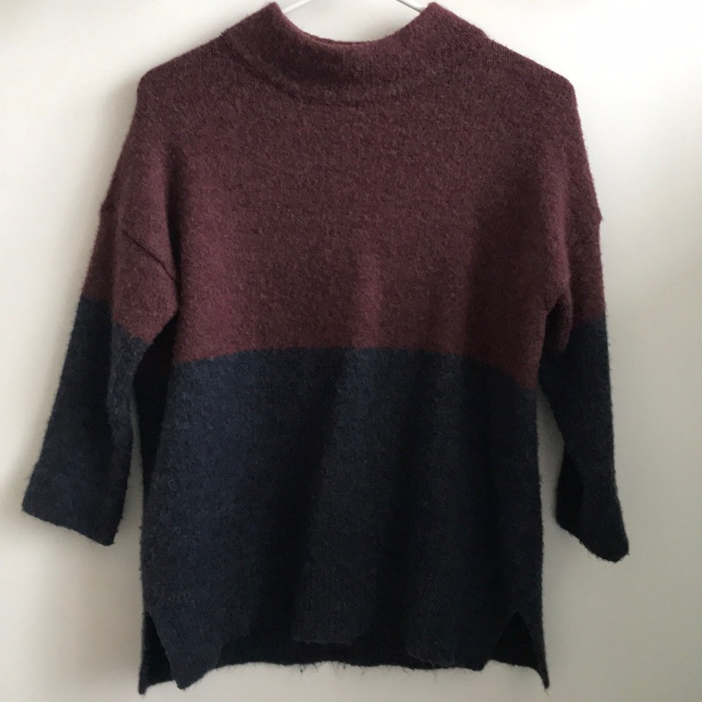French connection mock neck color block sweater